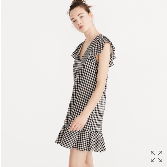 Madewell Gingham Flutter Sleeve Cotton Dress 0 - Picture 2 of 13